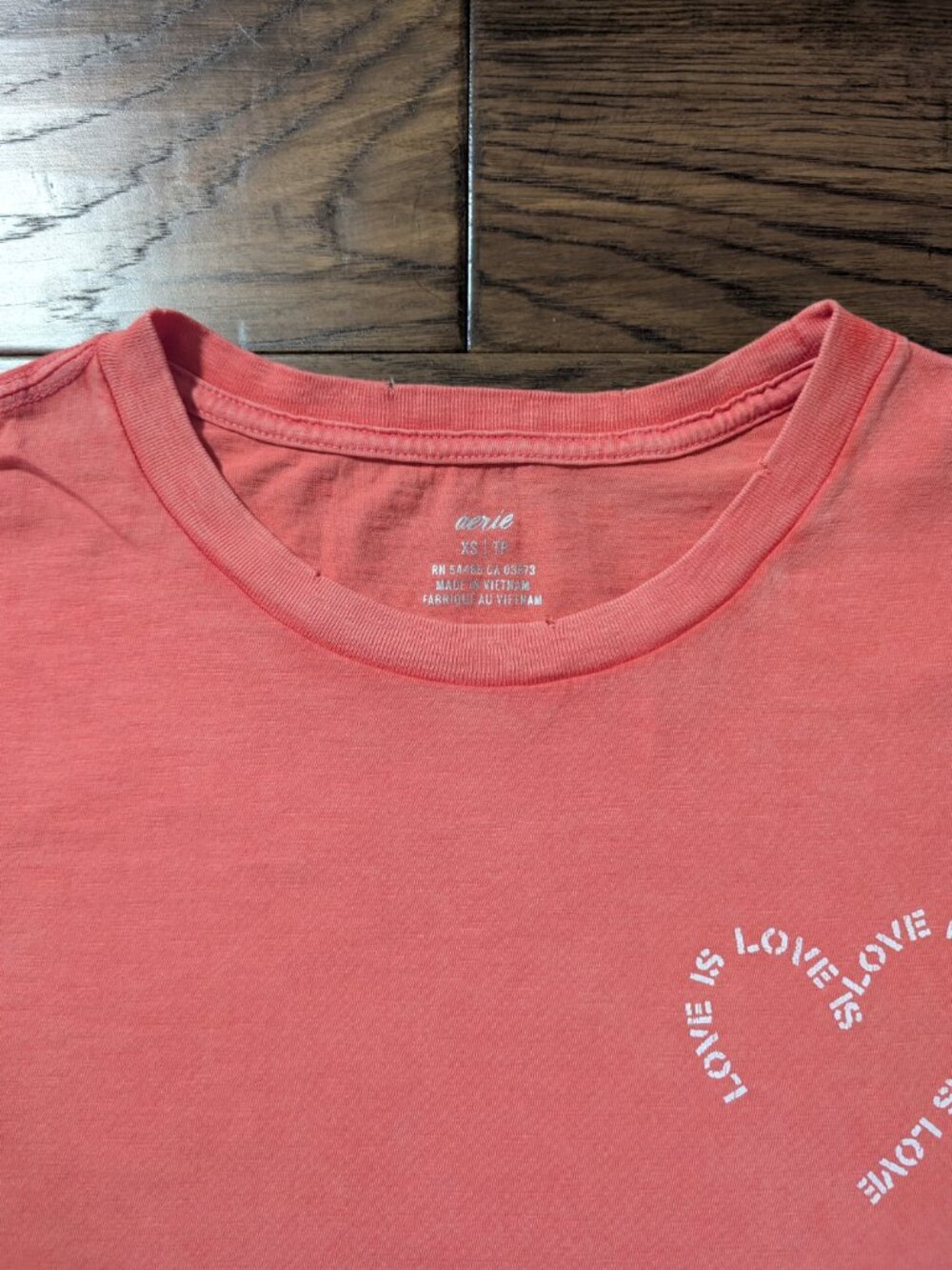 4 for $25 aerie Love is Love T shirt coral size XS - Picture 4 of 15